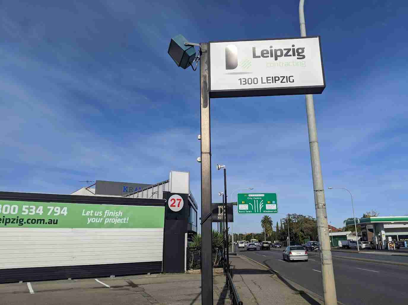Leipzig contracting sign on street