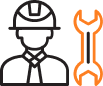 Icon of technician with wrench representing signage installation services