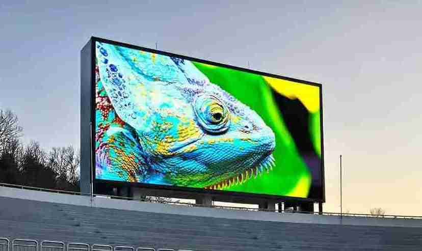 High-resolution outdoor LED screen displaying vibrant imagery, demonstrating brightness and visibility for large venues