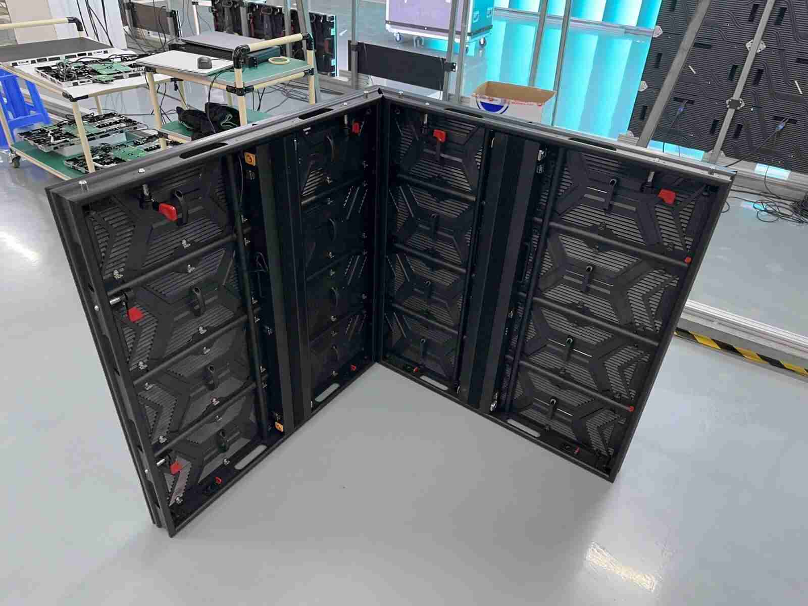 Modular display panels arranged in corner