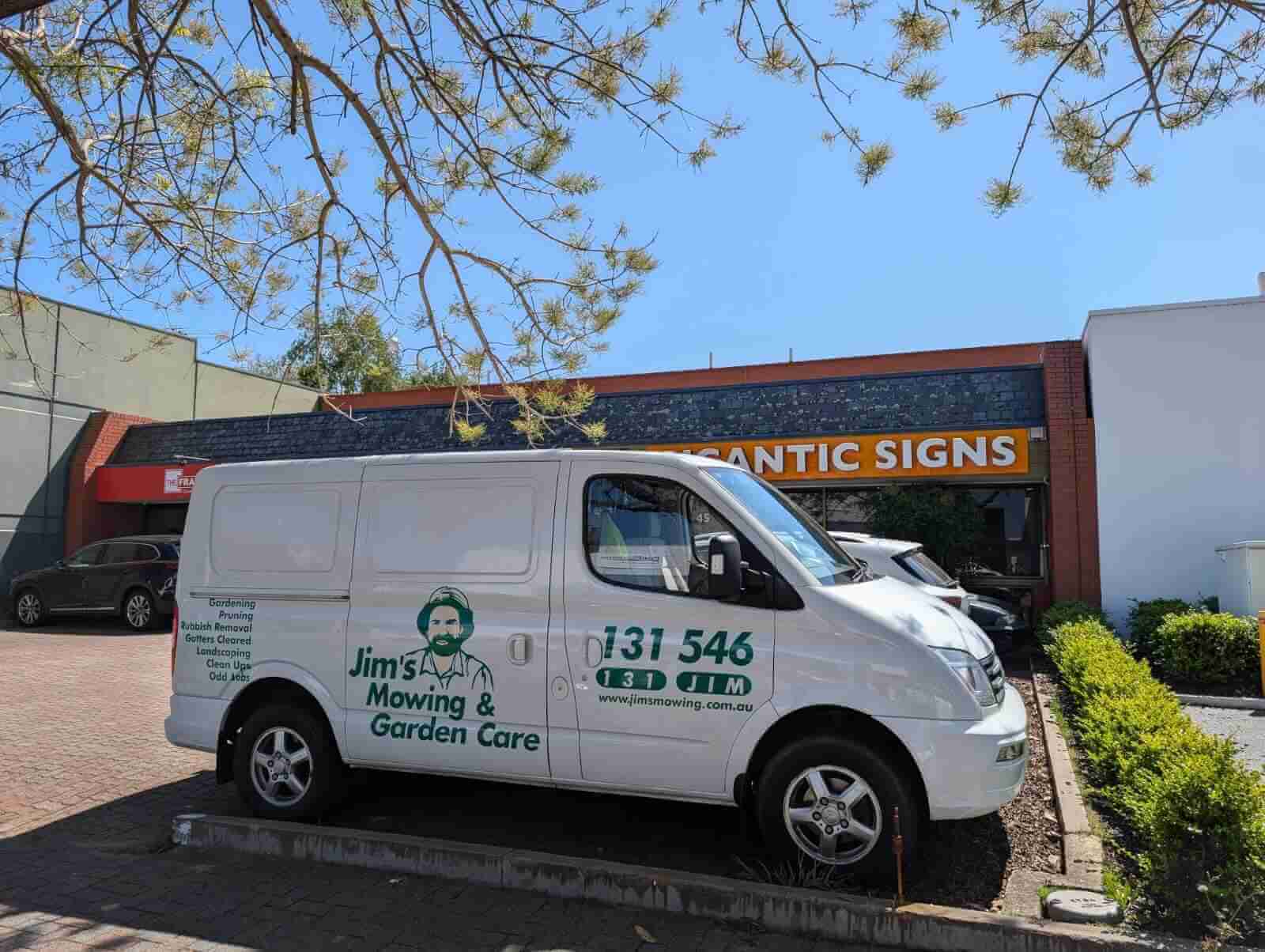 Van parked outside a business.