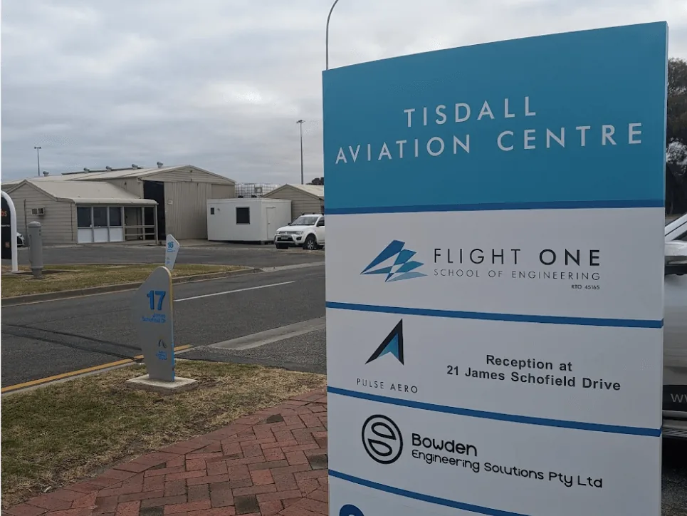 Sign for Tisdall Aviation Centre
