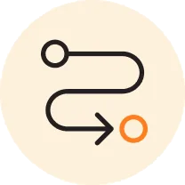 Icon showing process flow representing signage project planning and workflow