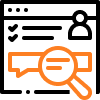 Icon showing a checklist and magnifying glass over a drawing