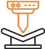 Black and orange icon representing CNC cutting or fabrication equipment