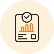 Icon of report with graph representing signage performance and analytics