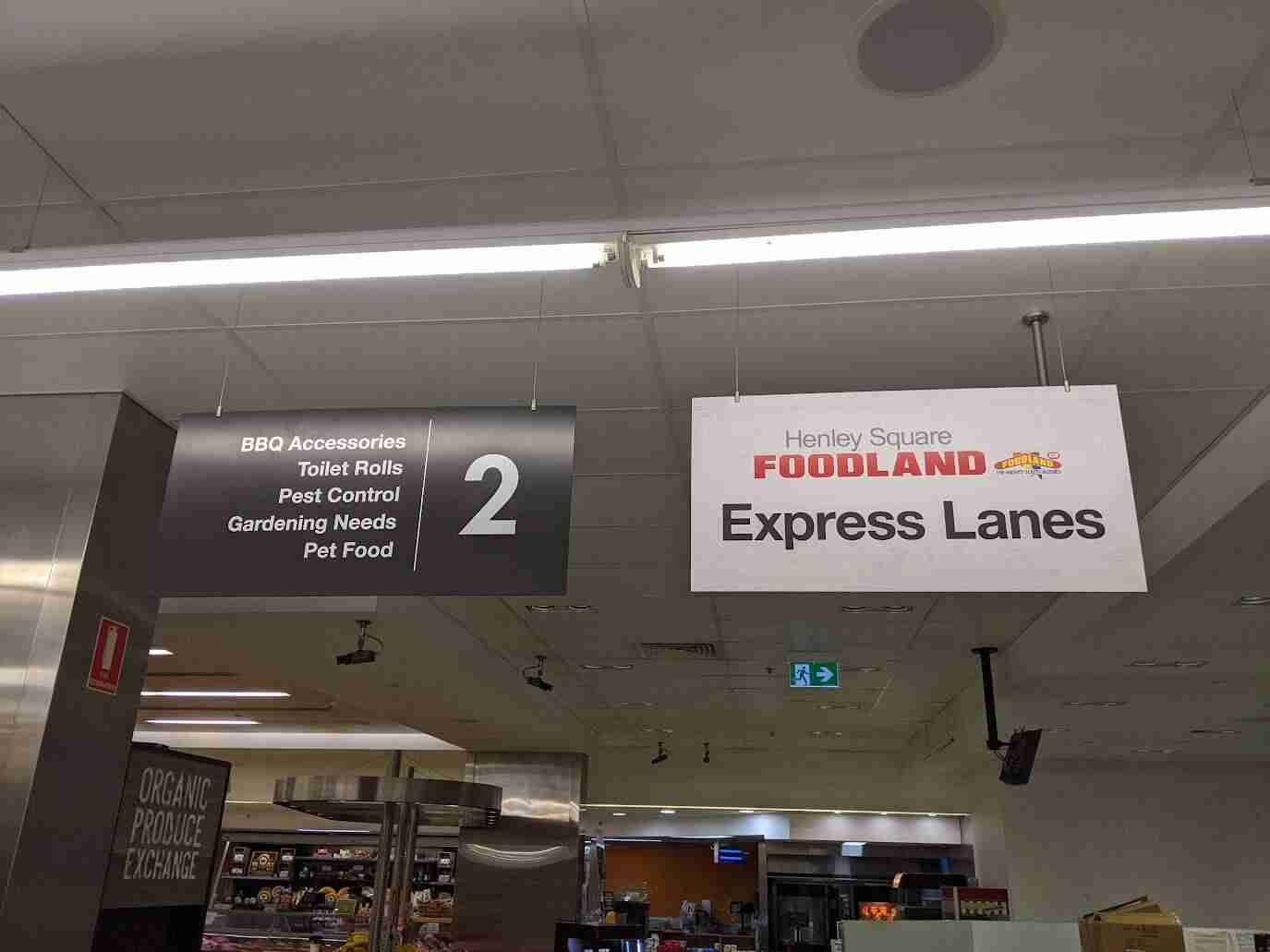 Store signage for various departments