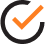 Rounded black and orange tick icon representing approval or completion